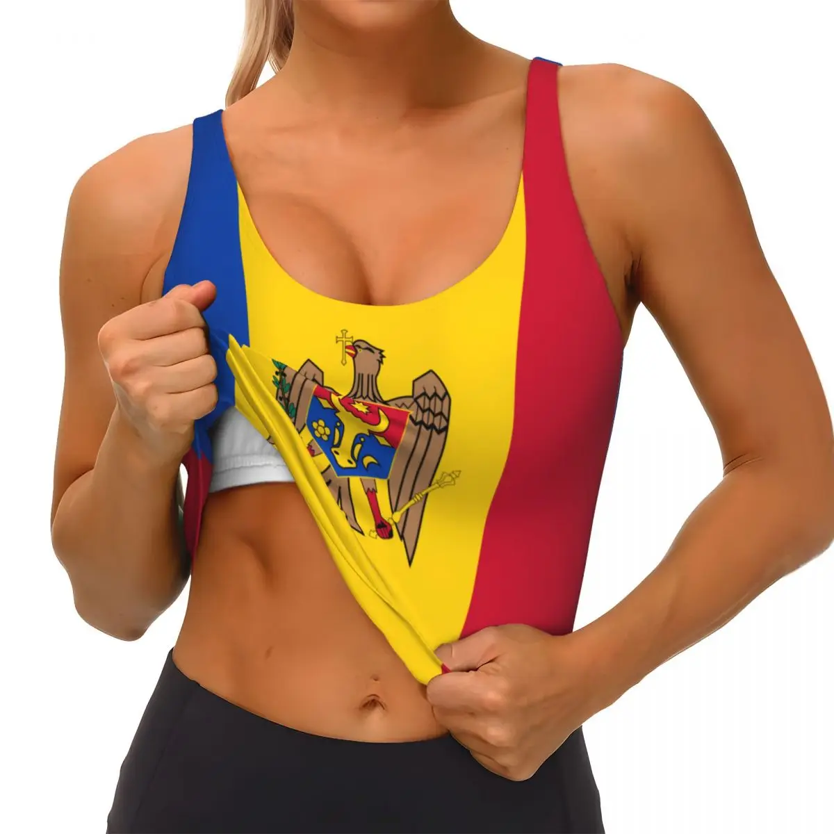 Drapeau de Moldavia Tops basiq - Yoga Fitness Women avis et prix